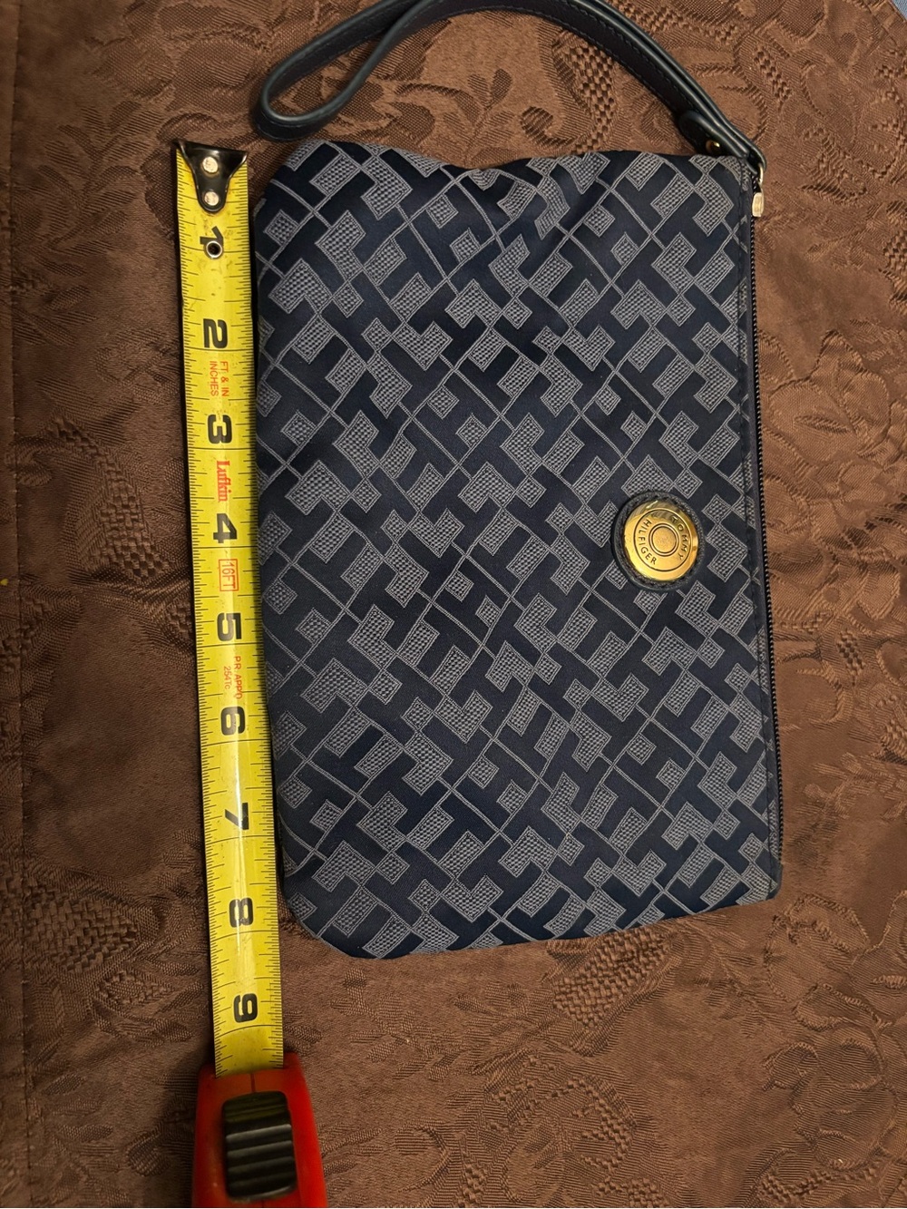 Tommy Hilfiger Navy Patterned Mini Wristlet with Gold-Tone Logo